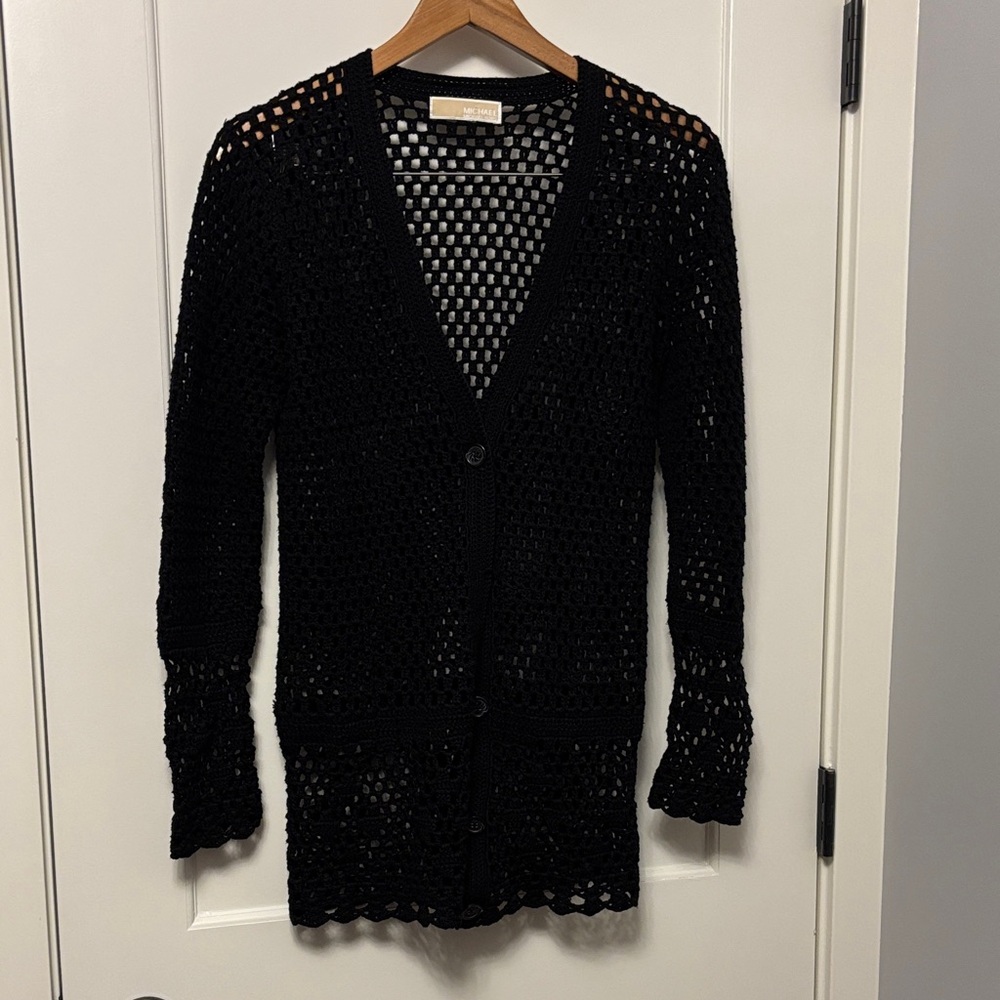 Michael Kors Black Crochet Cardigan